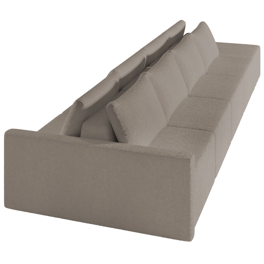Sofá Ilha Modular com Puff para Sala Living 432cm Georgia Z08 Boucle Bege Escuro - Mpozenato