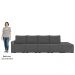 Sofá Ilha Modular com Puff para Sala Living 432cm Georgia Z08 Linho Cinza Escuro - Mpozenato