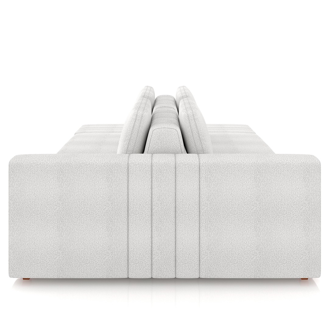 Sofá Ilha e Puff Sala Living 265cm Siesta M22 Bouclê Branco - Mpozenato