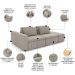 Sofá Ilha e Puff Sala Living 285cm Siesta M22 Veludo Bege  - Mpozenato