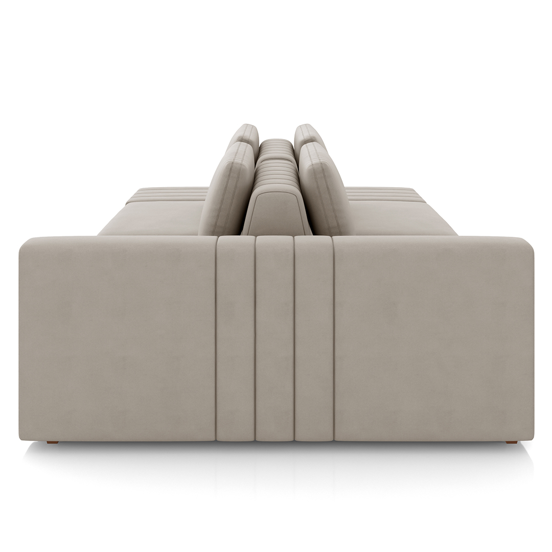 Sofá Ilha e Puff Sala Living 285cm Siesta M22 Veludo Bege  - Mpozenato
