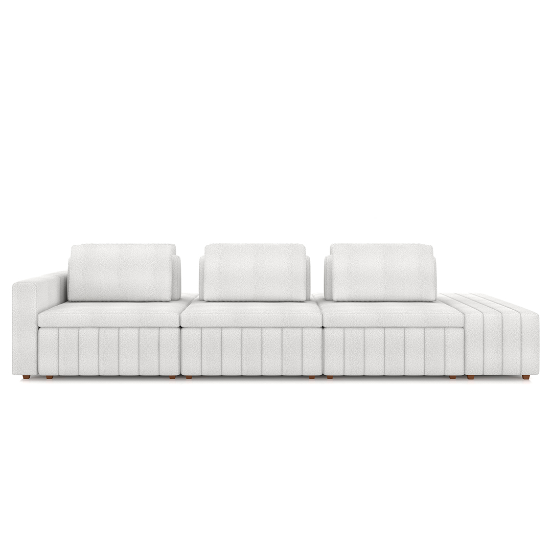 Sofá Ilha e Puff Sala Living 365cm Siesta M22 Bouclê Branco - Mpozenato