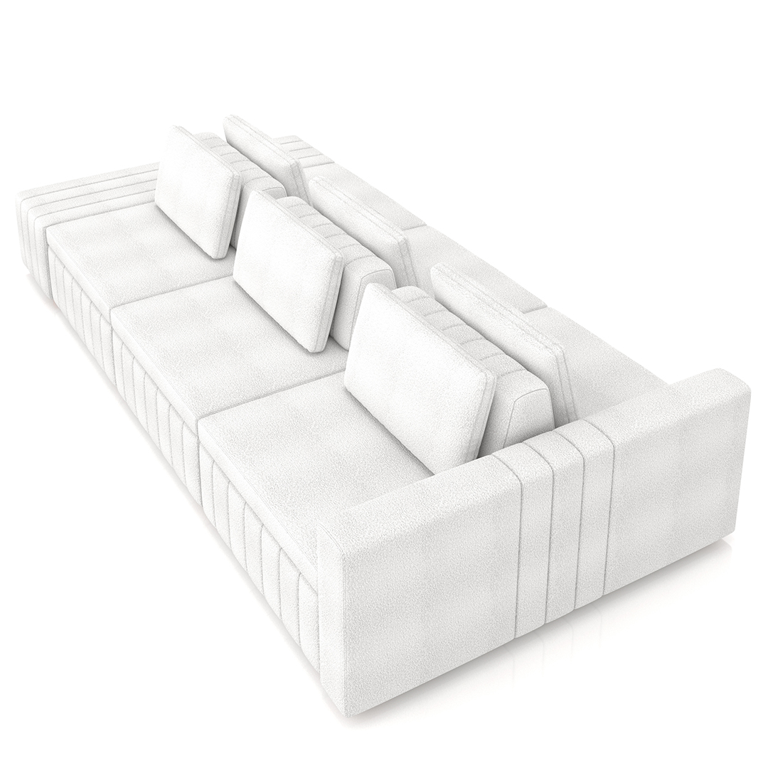Sofá Ilha e Puff Sala Living 365cm Siesta M22 Bouclê Branco - Mpozenato
