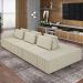 Sofá Ilha e Puff Sala Living 395cm Siesta M22 Linho Areia    - Mpozenato
