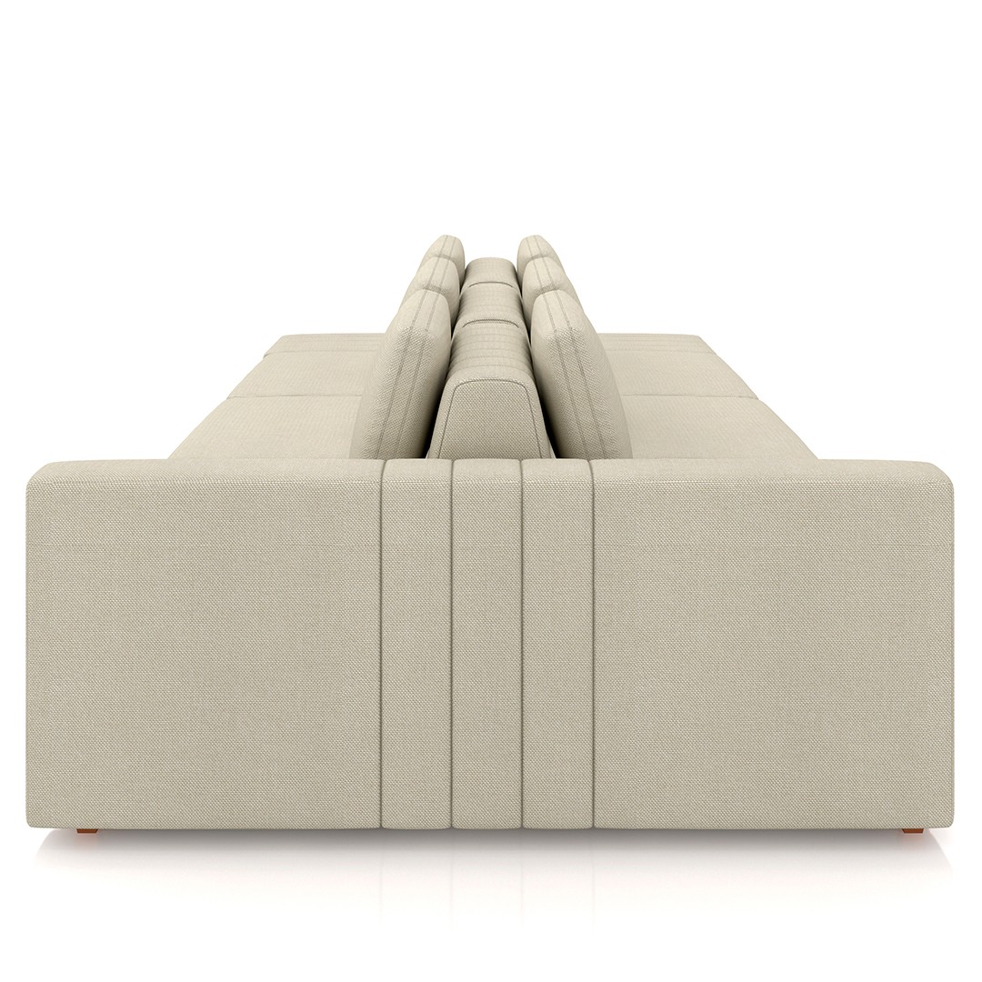 Sofá Ilha e Puff Sala Living 395cm Siesta M22 Linho Areia    - Mpozenato