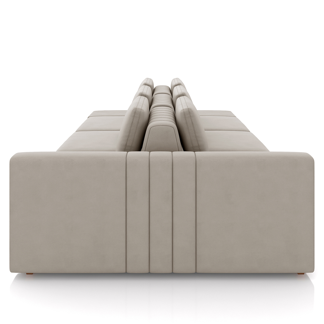 Sofá Ilha e Puff Sala Living 395cm Siesta M22 Veludo Bege  - Mpozenato