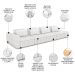 Sofá Ilha e Puff Sala Living 465cm Siesta M22 Bouclê Branco - Mpozenato