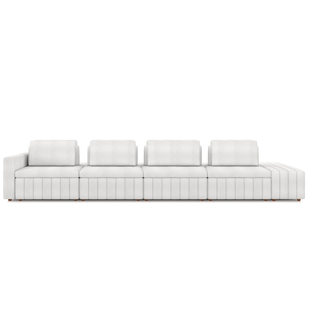 Sofá Ilha e Puff Sala Living 465cm Siesta M22 Bouclê Branco - Mpozenato
