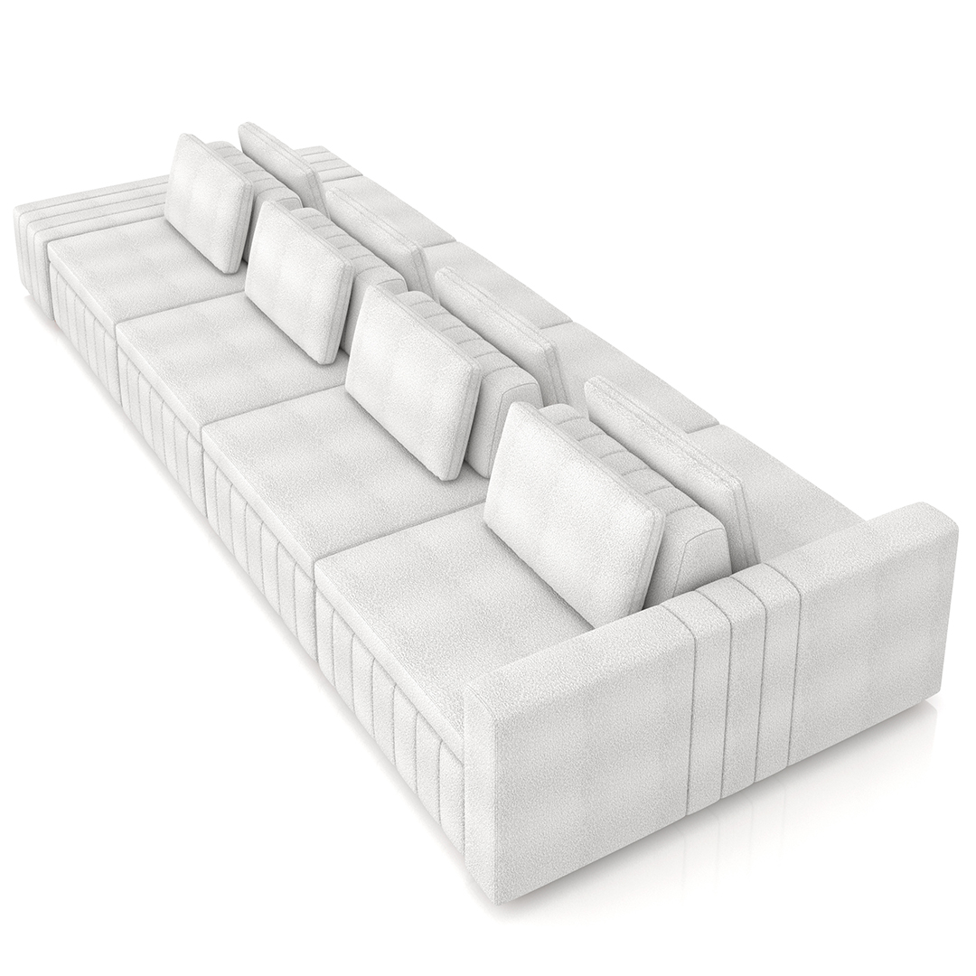 Sofá Ilha e Puff Sala Living 465cm Siesta M22 Bouclê Branco - Mpozenato