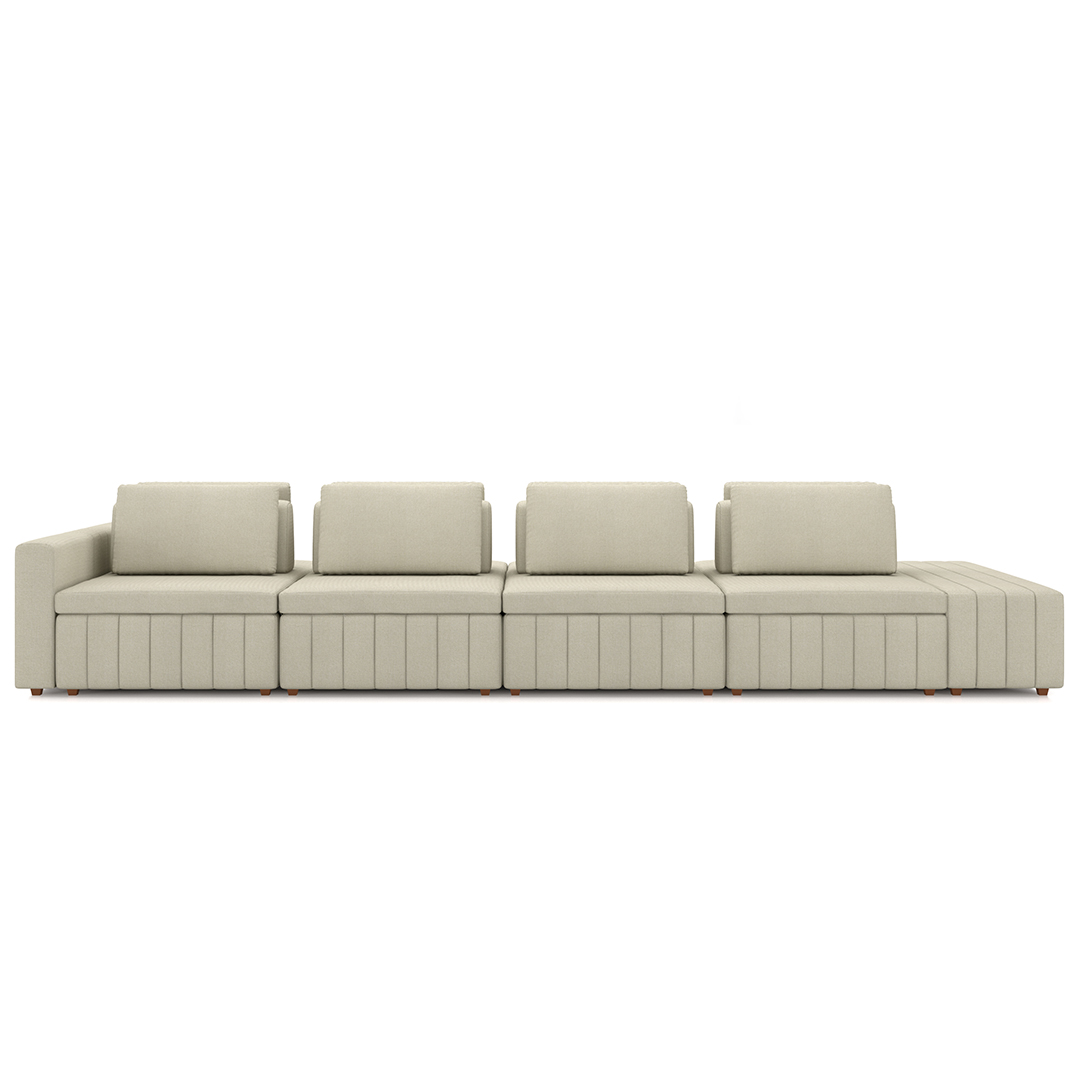Sofá Ilha e Puff Sala Living 465cm Siesta M22 Linho Areia    - Mpozenato