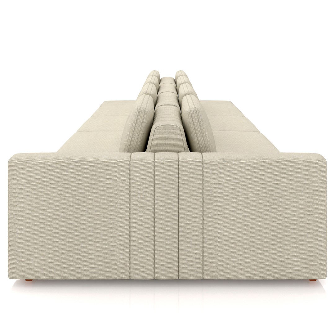 Sofá Ilha e Puff Sala Living 465cm Siesta M22 Linho Areia    - Mpozenato