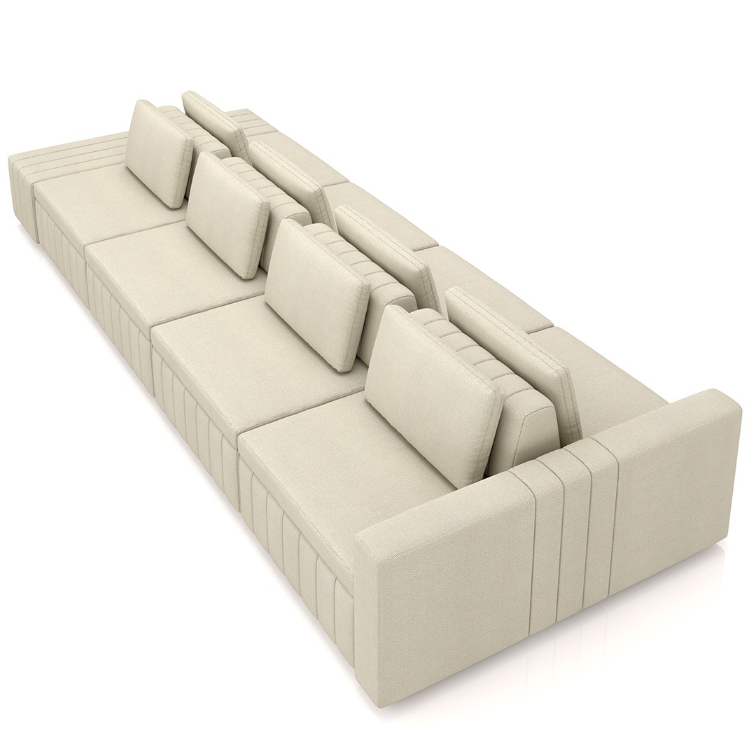 Sofá Ilha e Puff Sala Living 465cm Siesta M22 Linho Areia    - Mpozenato