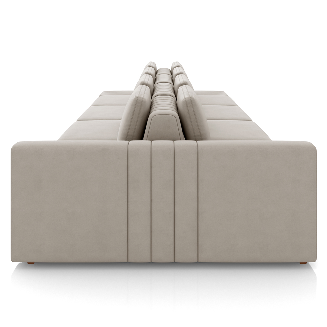 Sofá Ilha e Puff Sala Living 505cm Siesta M22 Veludo Bege  - Mpozenato