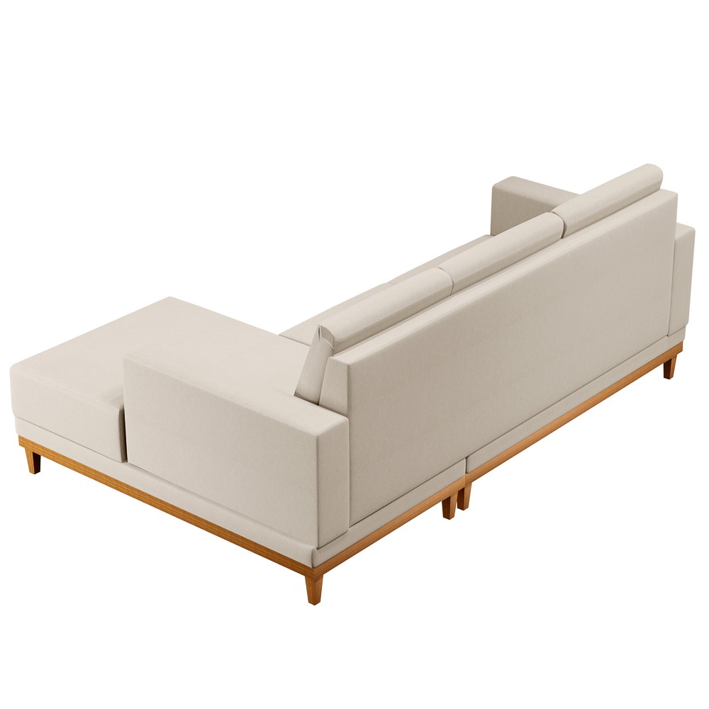 Sofá Kayrós 200cm 3 Lugares Com Chaise Esquerdo D05 Linho Bege - Mpozenato