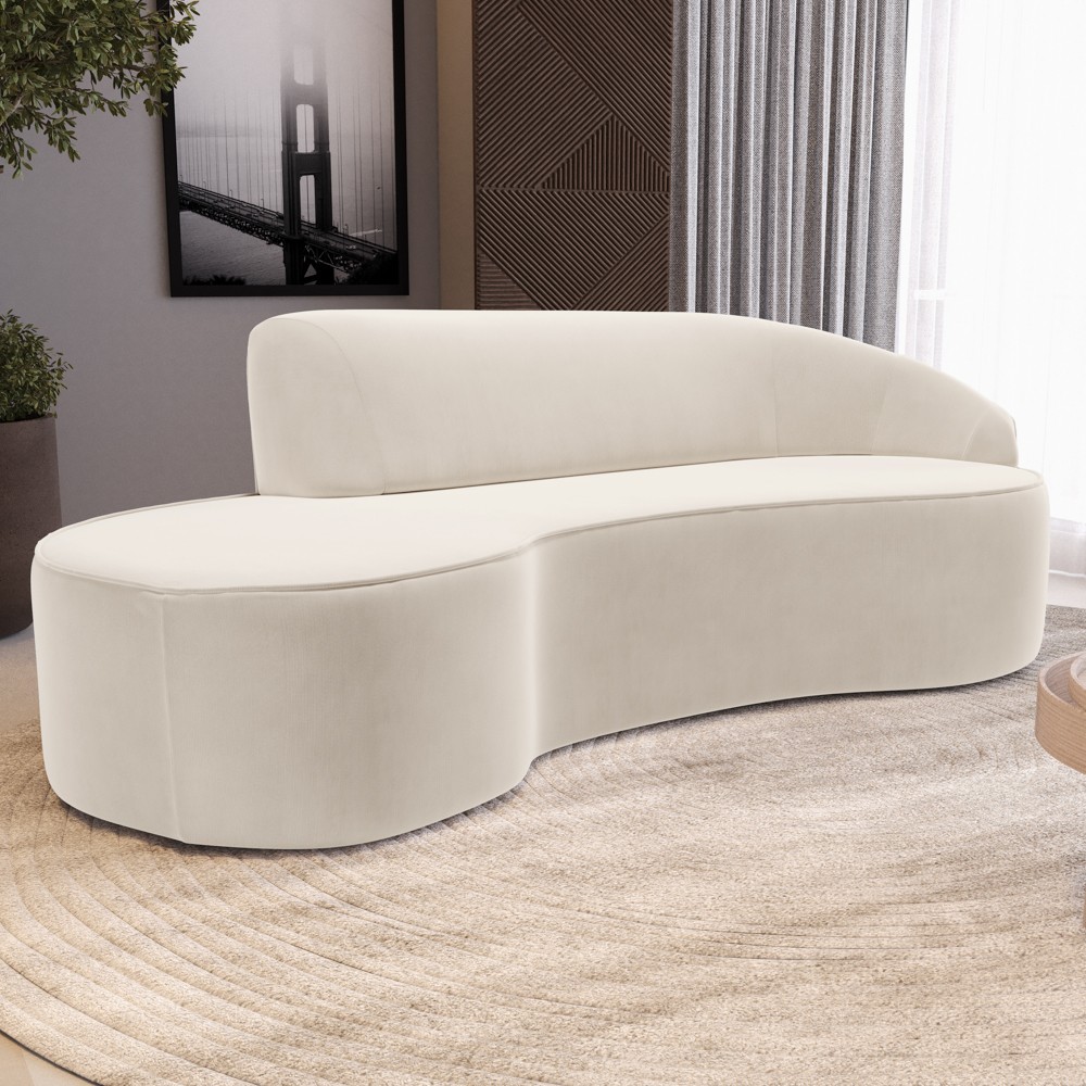 Sofá Living  2 Lugares 180cm Braço Direito Mozart D06 Veludo Bege - Mpozenato