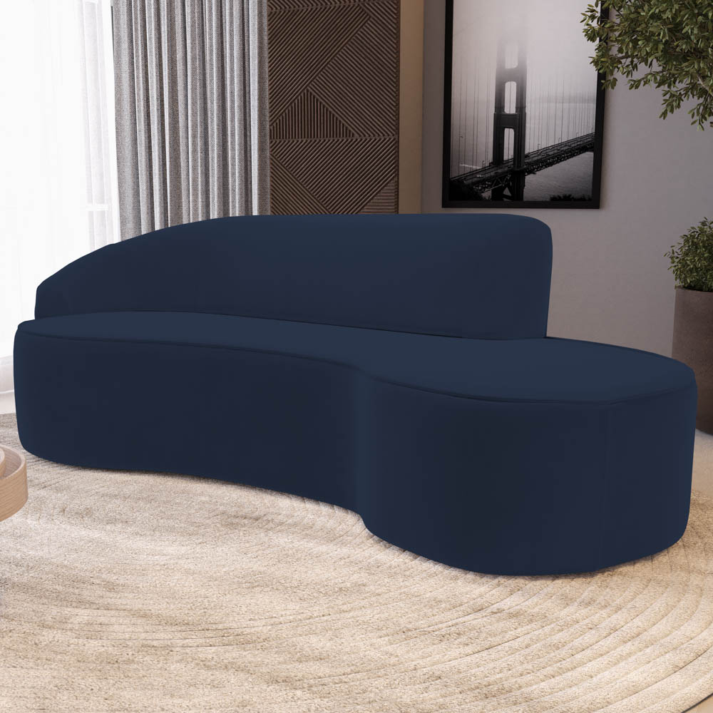 Sofá Living  2 Lugares 180cm Braço Esquerdo Mozart D06 Veludo Azul - Mpozenato