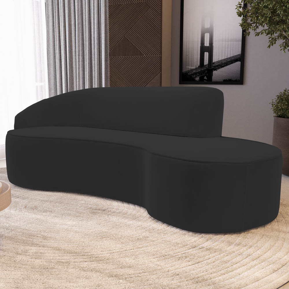 Sofá Living  2 Lugares 180cm Braço Esquerdo Mozart D06 Veludo Preto - Mpozenato