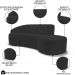 Sofá Living  2 Lugares 180cm Braço Esquerdo Mozart D06 Veludo Preto - Mpozenato
