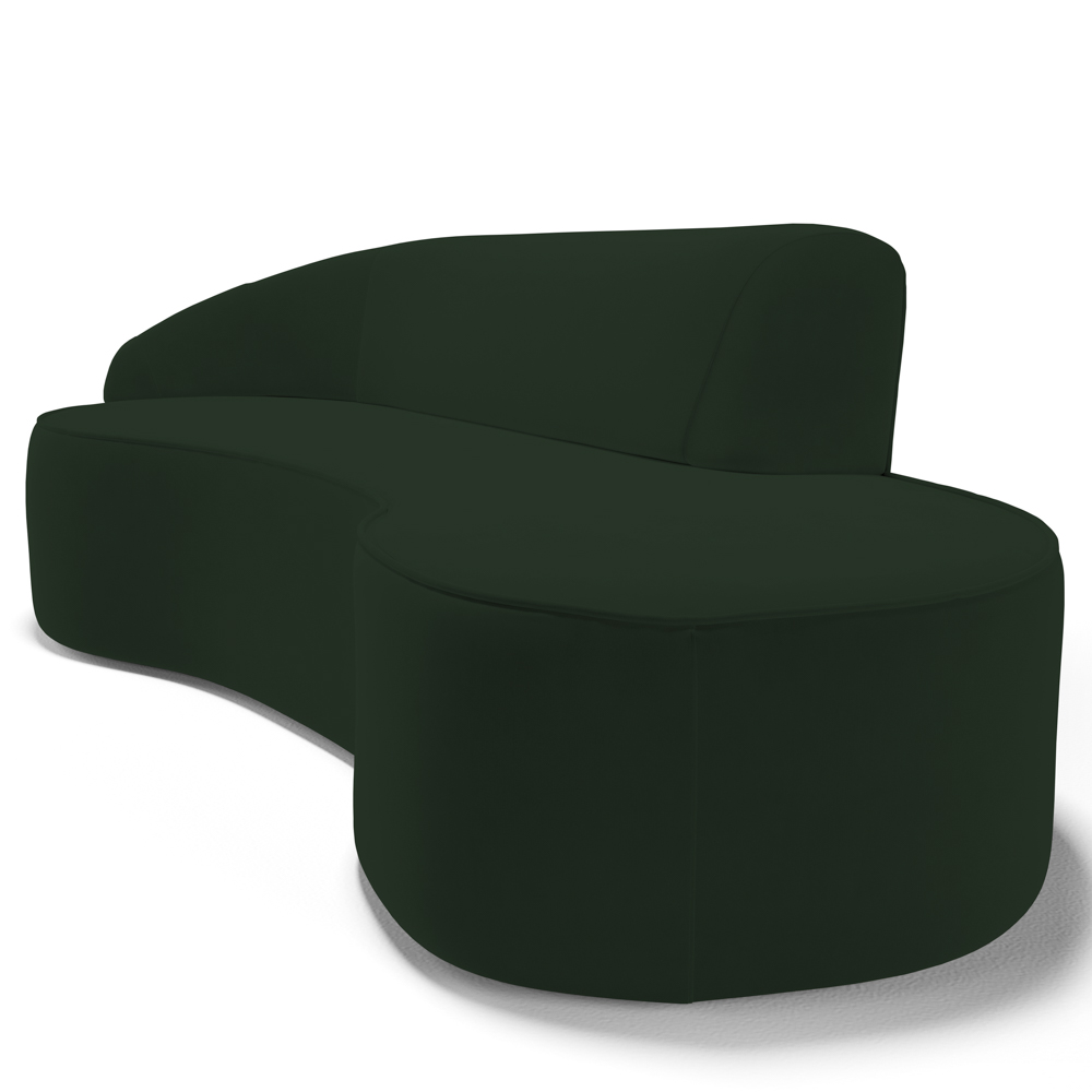 Sofá Living  2 Lugares 180cm Braço Esquerdo Mozart D06 Veludo Verde - Mpozenato