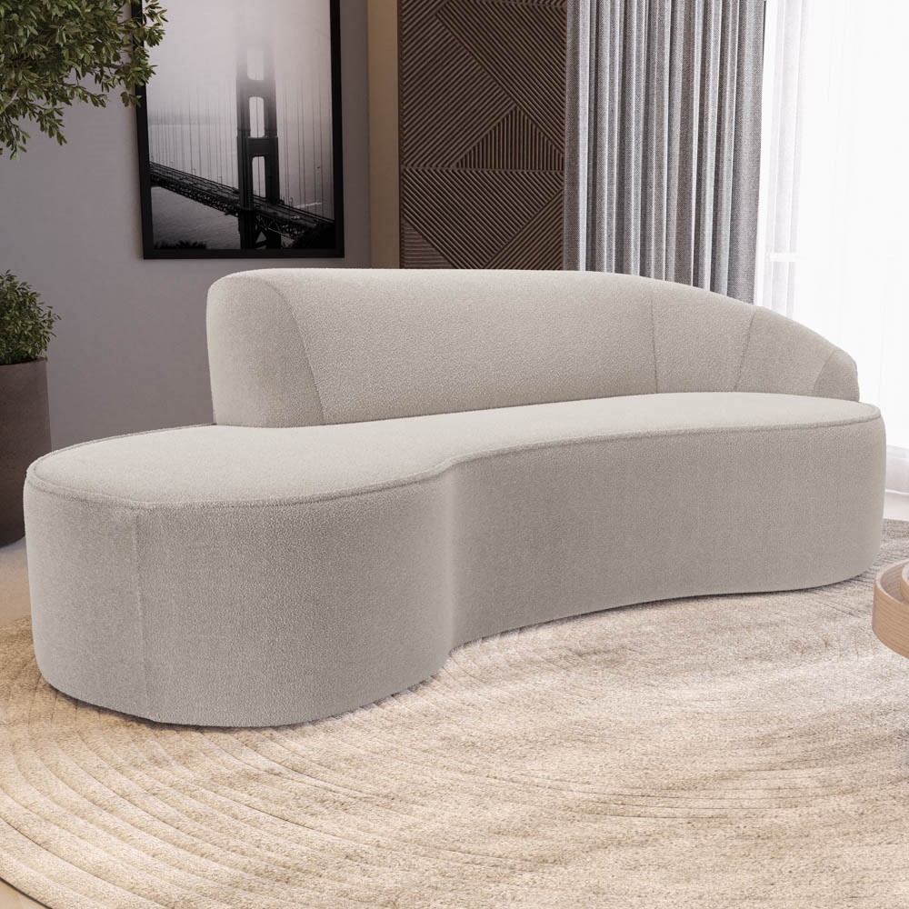 Sofá Living  3 Lugares 210cm Braço Direito Mozart D06 Bouclê Bege - Mpozenato