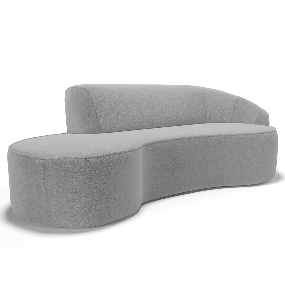 Sofá Living  3 Lugares 210cm Braço Direito Mozart D06 Bouclê Cinza - Mpozenato