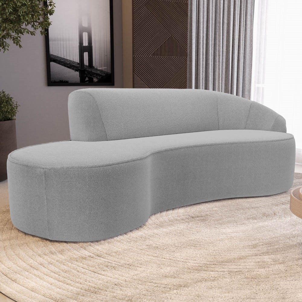 Sofá Living  3 Lugares 210cm Braço Direito Mozart D06 Bouclê Cinza - Mpozenato