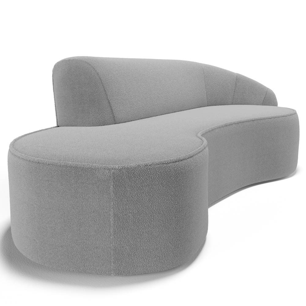 Sofá Living  3 Lugares 210cm Braço Direito Mozart D06 Bouclê Cinza - Mpozenato