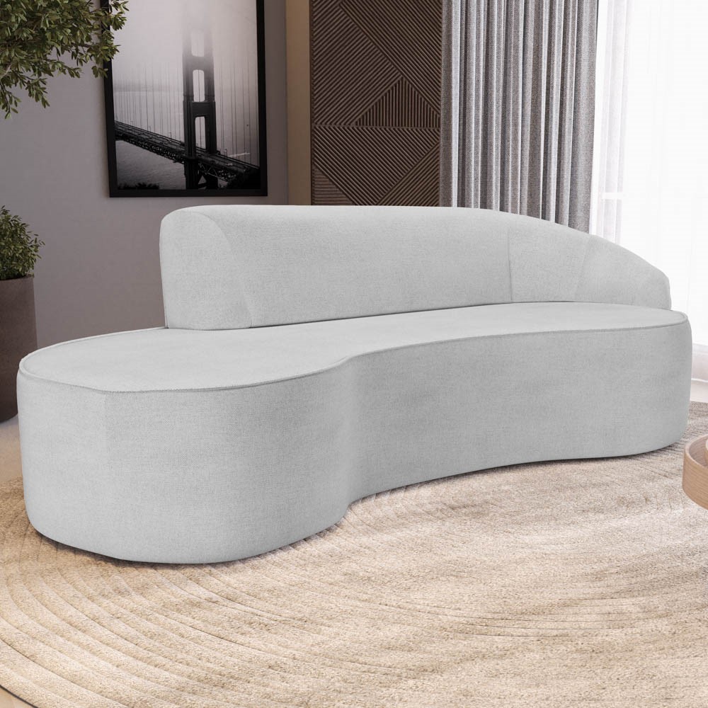 Sofá Living  3 Lugares 210cm Braço Direito Mozart D06 Linho Cinza - Mpozenato