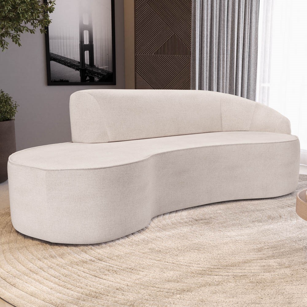 Sofá Living  3 Lugares 210cm Braço Direito Mozart D06 Linho Cru - Mpozenato
