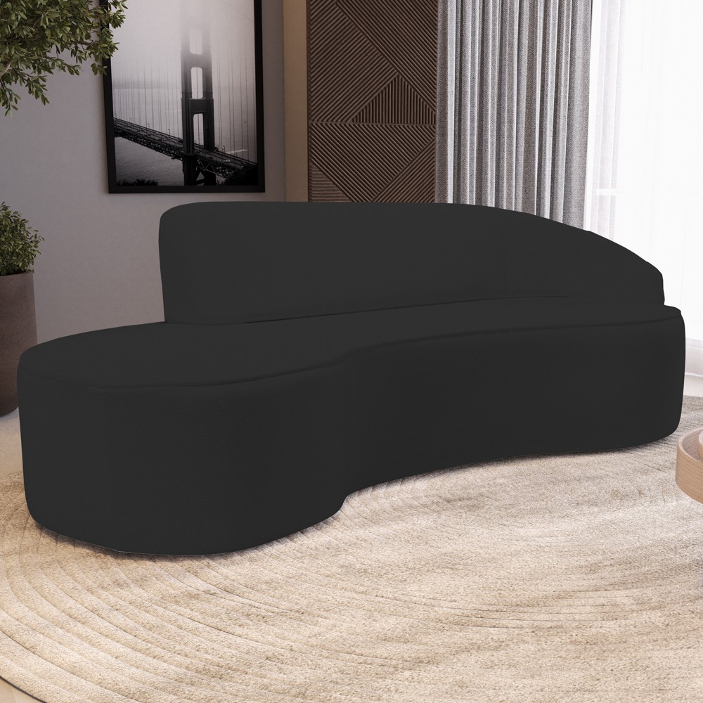 Sofá Living  3 Lugares 210cm Braço Direito Mozart D06 Sintético Preto - Mpozenato