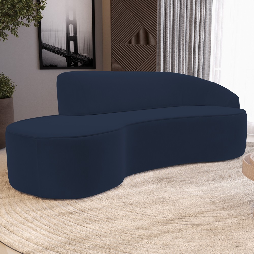 Sofá Living  3 Lugares 210cm Braço Direito Mozart D06 Veludo Azul - Mpozenato