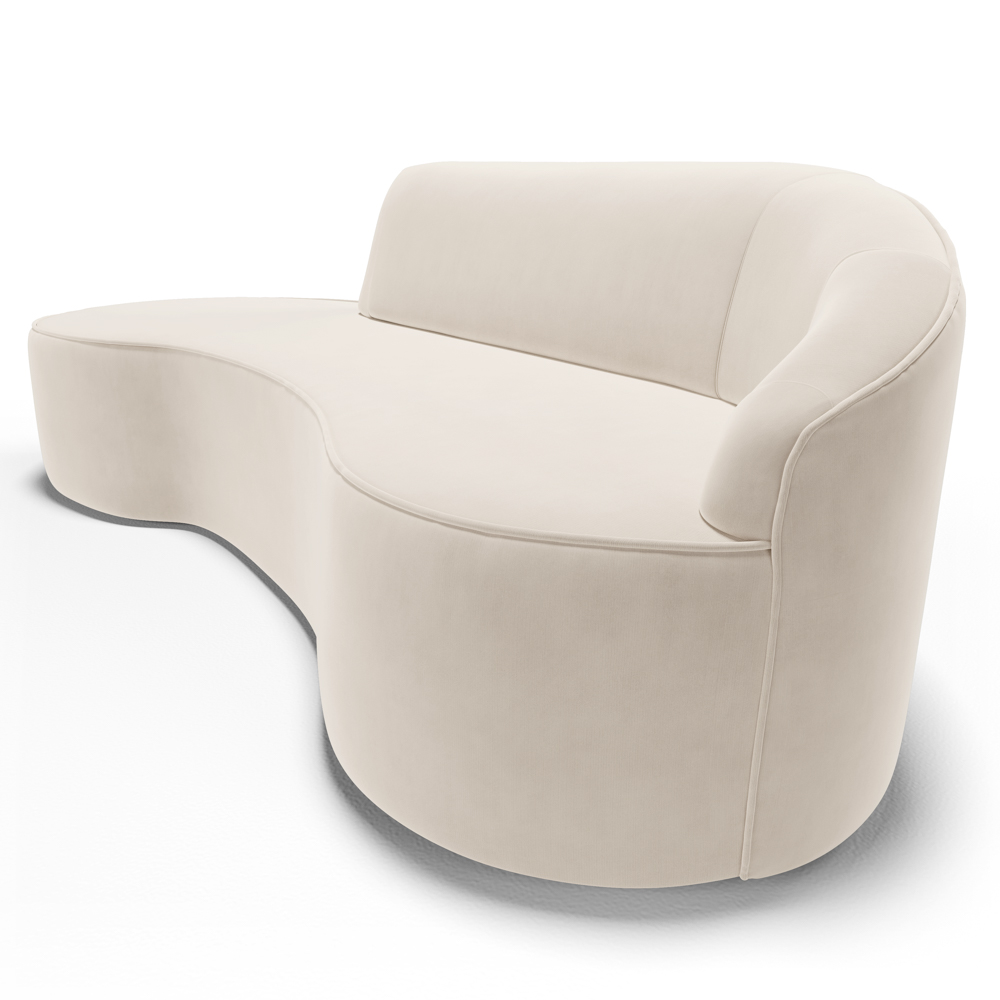 Sofá Living  3 Lugares 210cm Braço Direito Mozart D06 Veludo Bege - Mpozenato