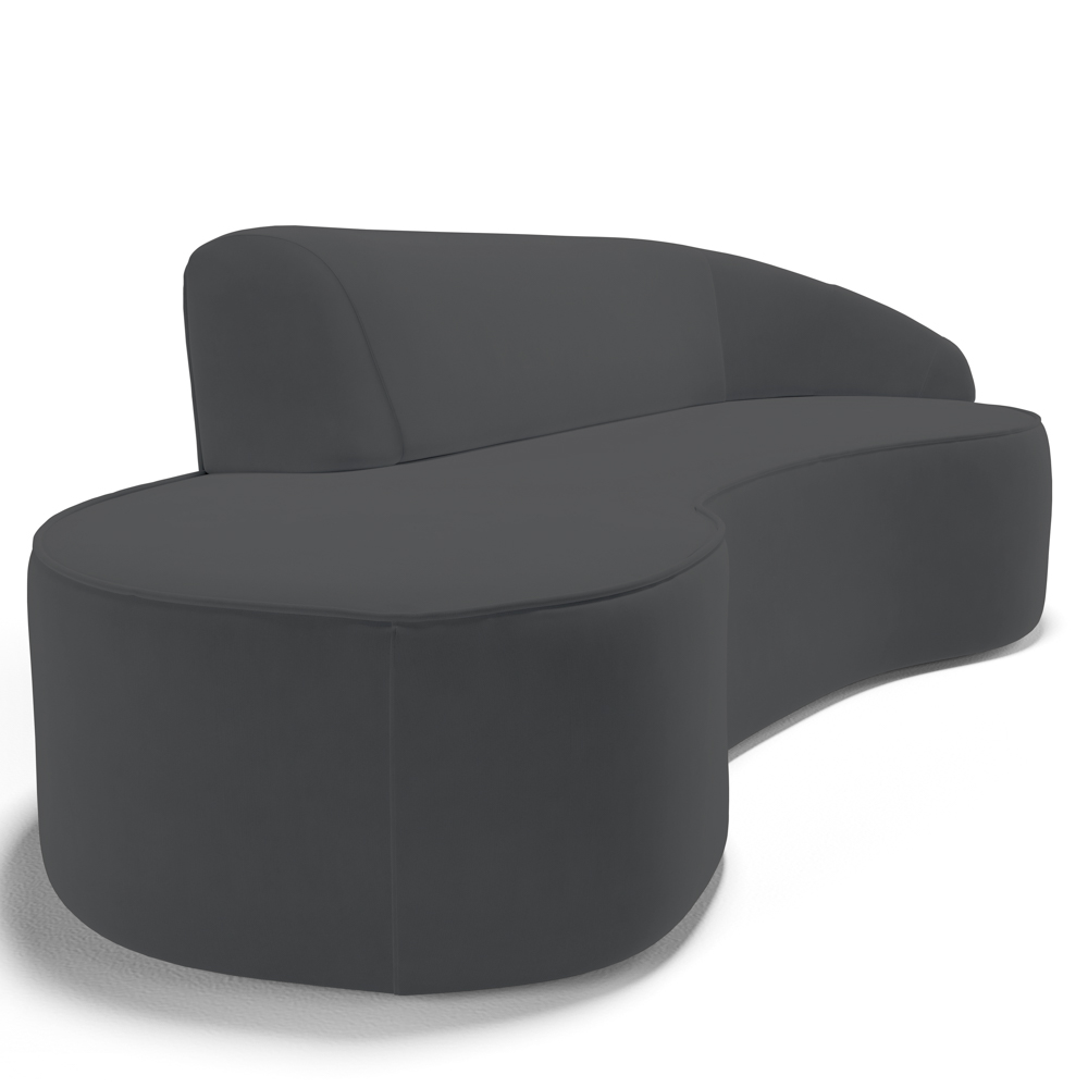 Sofá Living  3 Lugares 210cm Braço Direito Mozart D06 Veludo Cinza - Mpozenato