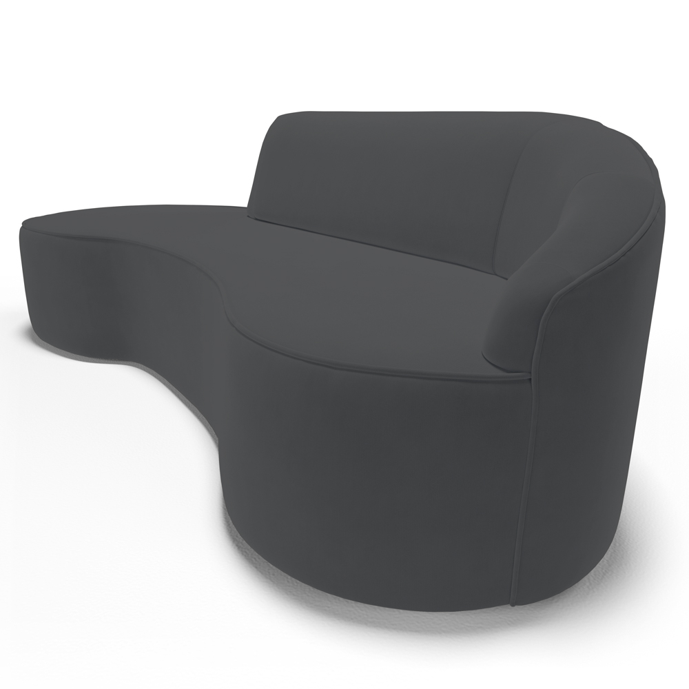 Sofá Living  3 Lugares 210cm Braço Direito Mozart D06 Veludo Cinza - Mpozenato