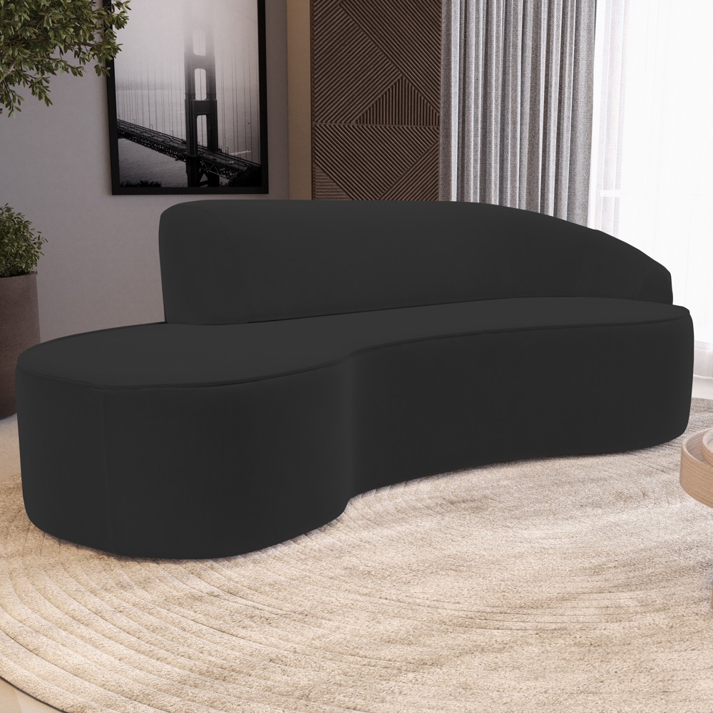 Sofá Living  3 Lugares 210cm Braço Direito Mozart D06 Veludo Preto - Mpozenato