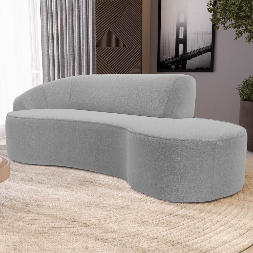 Sofá Living  3 Lugares 210cm Braço Esquerdo Mozart D06 Bouclê Cinza - Mpozenato
