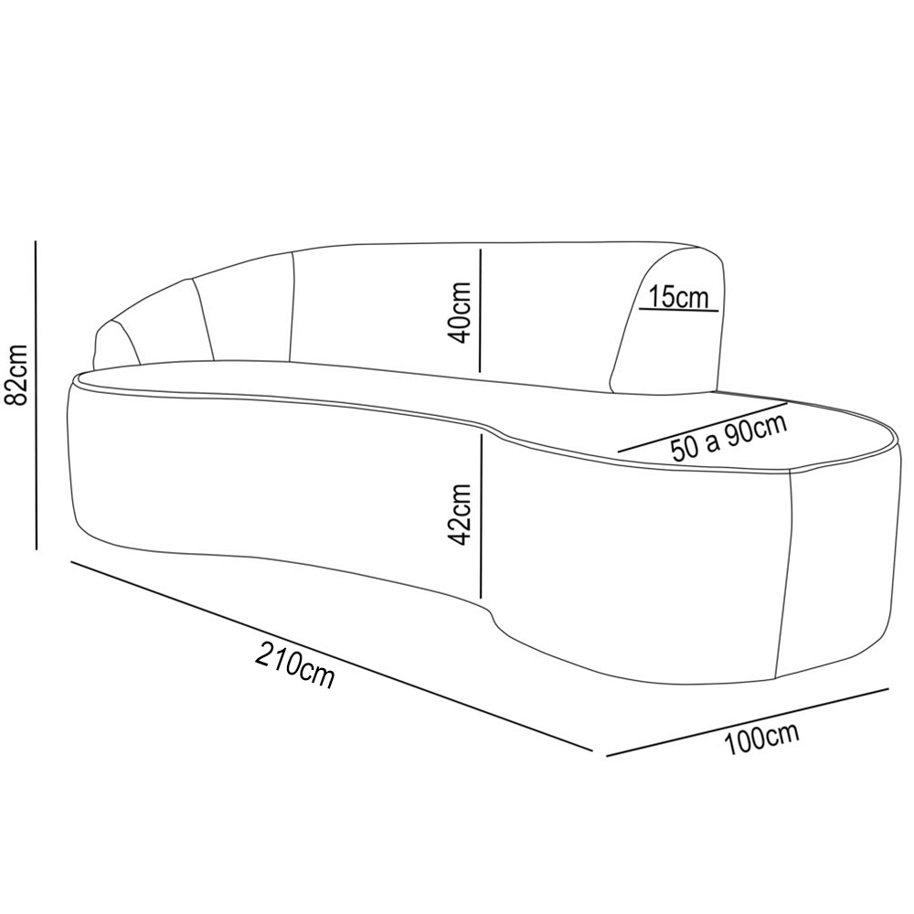 Sofá Living  3 Lugares 210cm Braço Esquerdo Mozart D06 Linho Cru - Mpozenato