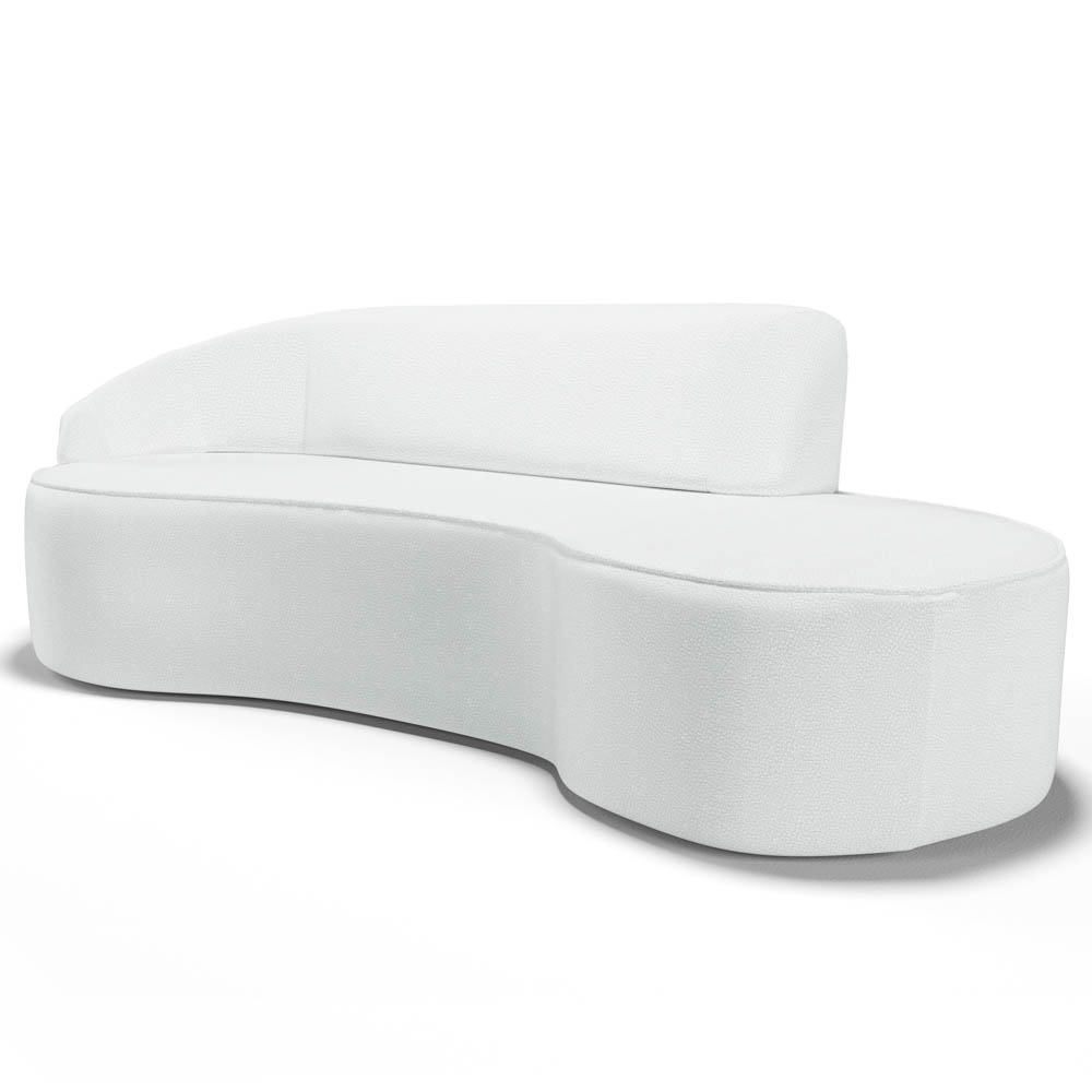 Sofá Living  3 Lugares 210cm Braço Esquerdo Mozart D06 Sintético Branco - Mpozenato