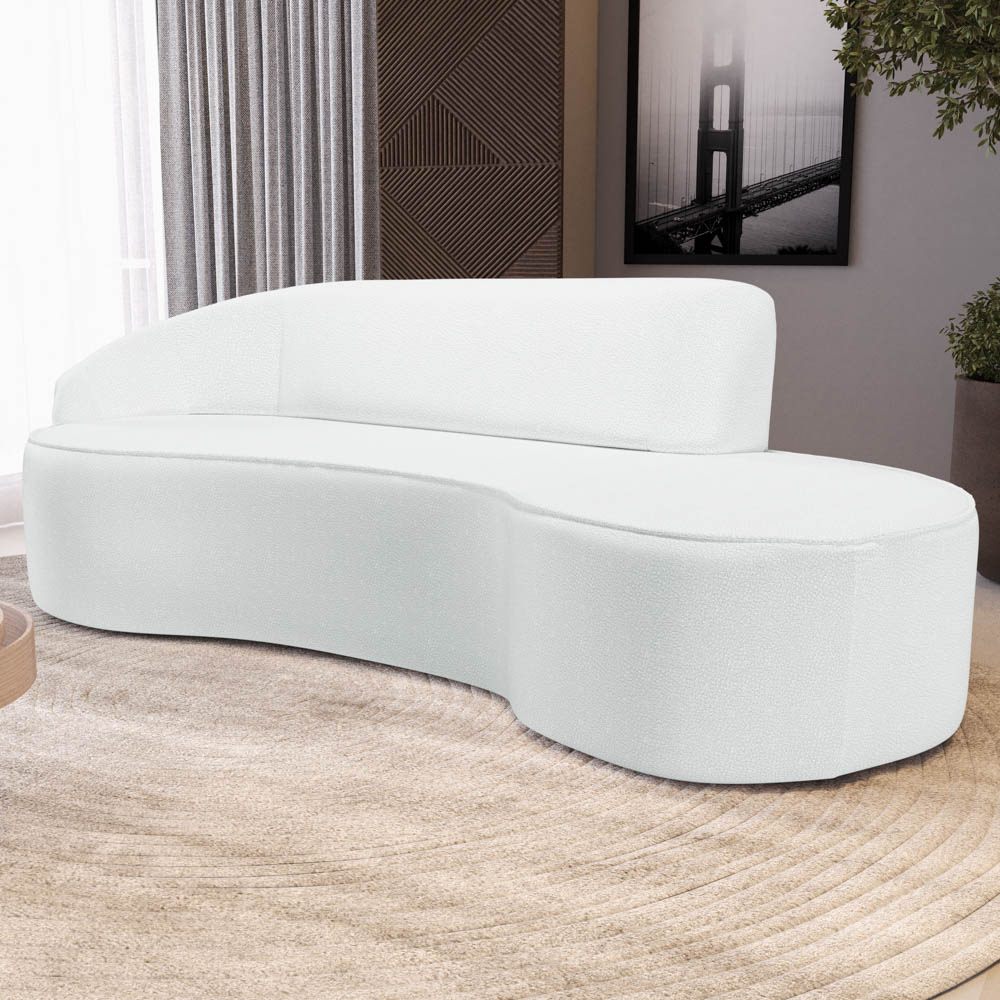 Sofá Living  3 Lugares 210cm Braço Esquerdo Mozart D06 Sintético Branco - Mpozenato