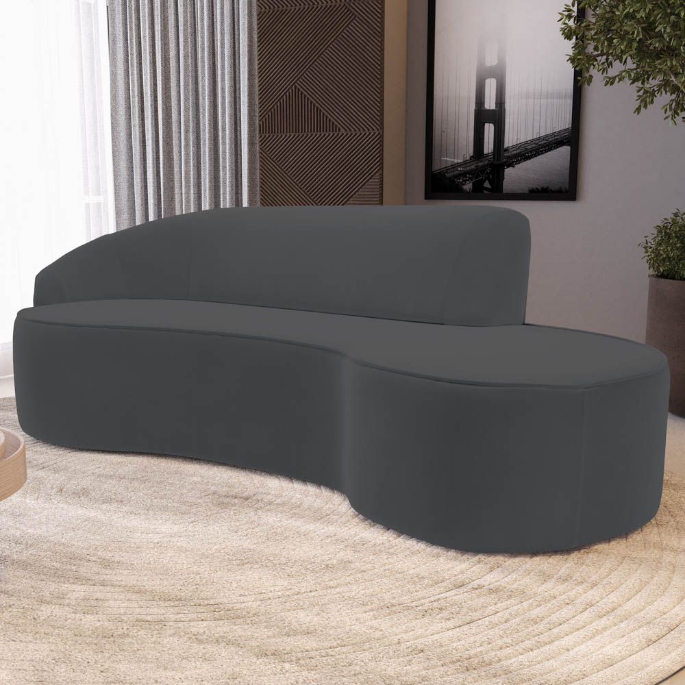 Sofá Living  3 Lugares 210cm Braço Esquerdo Mozart D06 Veludo Cinza - Mpozenato