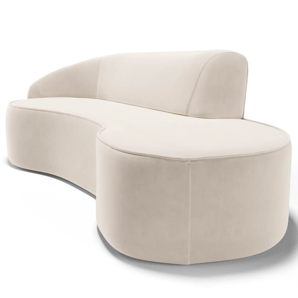 Sofá Living  3 Lugares 230cm Braço Esquerdo Mozart D06 Veludo Bege - Mpozenato