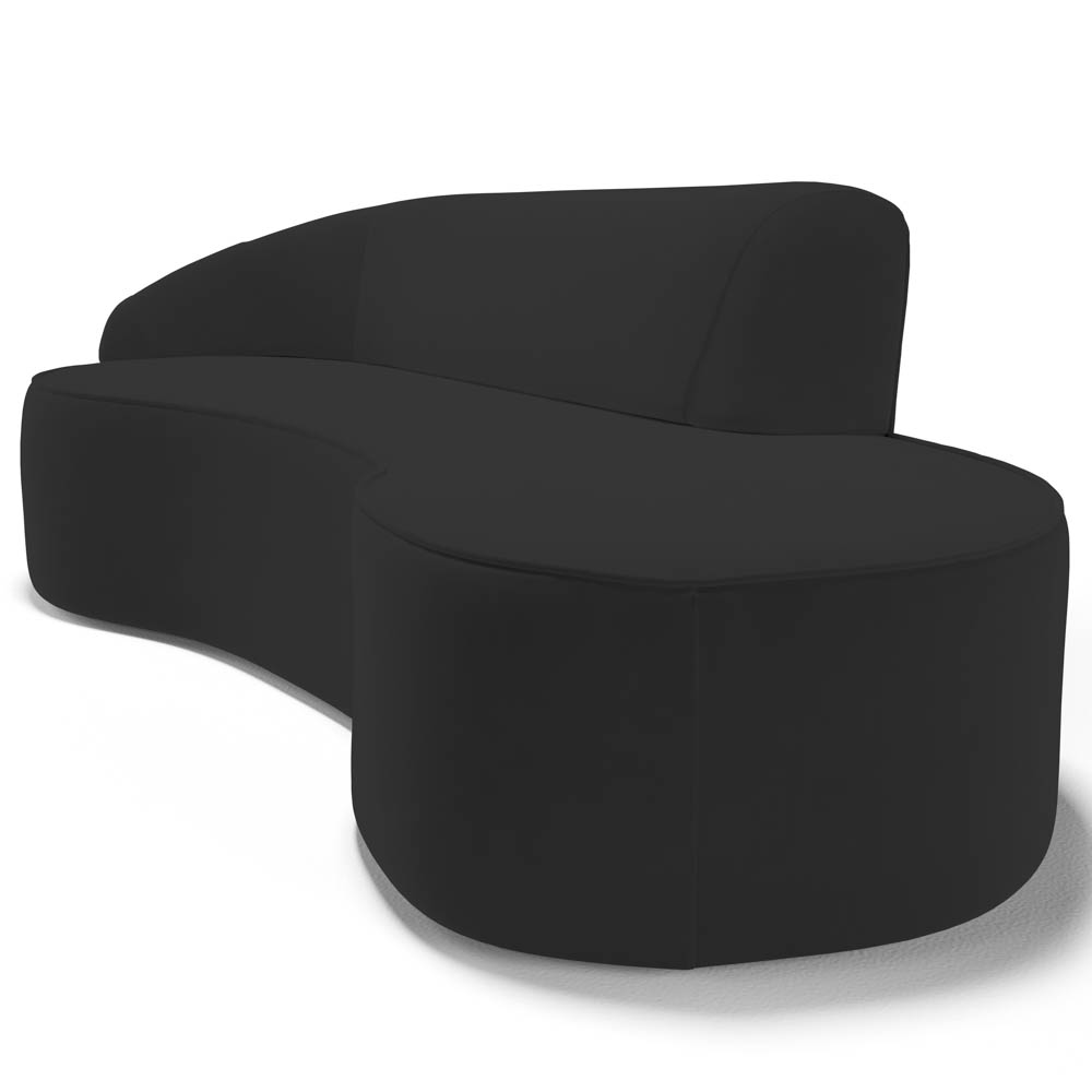 Sofá Living  3 Lugares 230cm Braço Esquerdo Mozart D06 Veludo Preto - Mpozenato