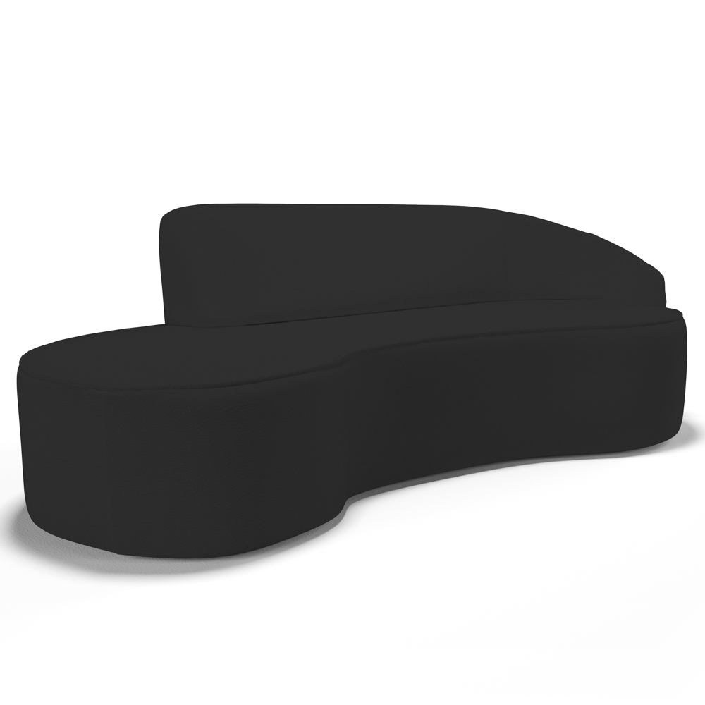 Sofá Living  3 Lugares 260cm Braço Direito Mozart D06 Sintético Preto - Mpozenato