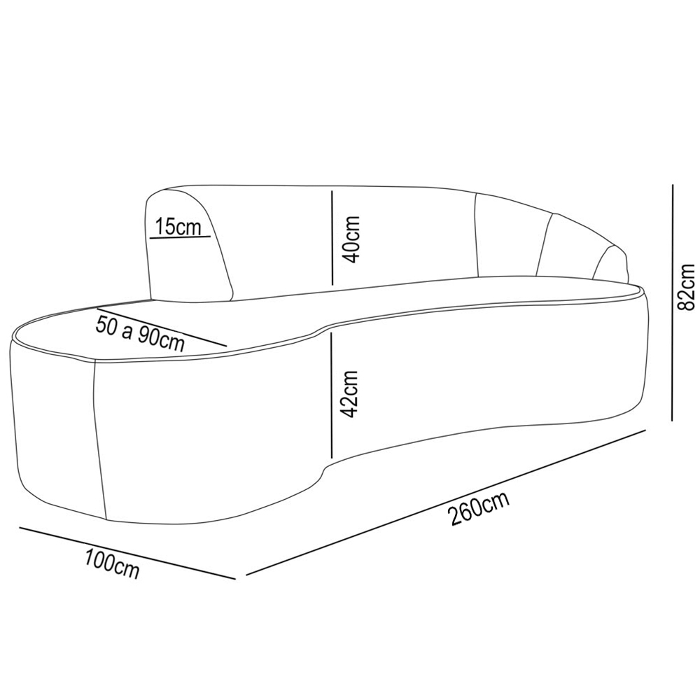 Sofá Living  3 Lugares 260cm Braço Direito Mozart D06 Veludo Azul - Mpozenato