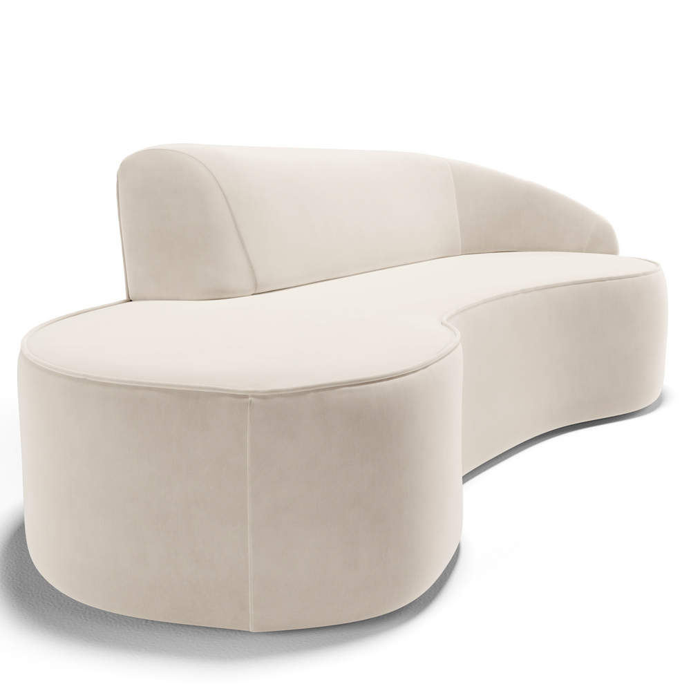 Sofá Living  3 Lugares 260cm Braço Direito Mozart D06 Veludo Bege - Mpozenato