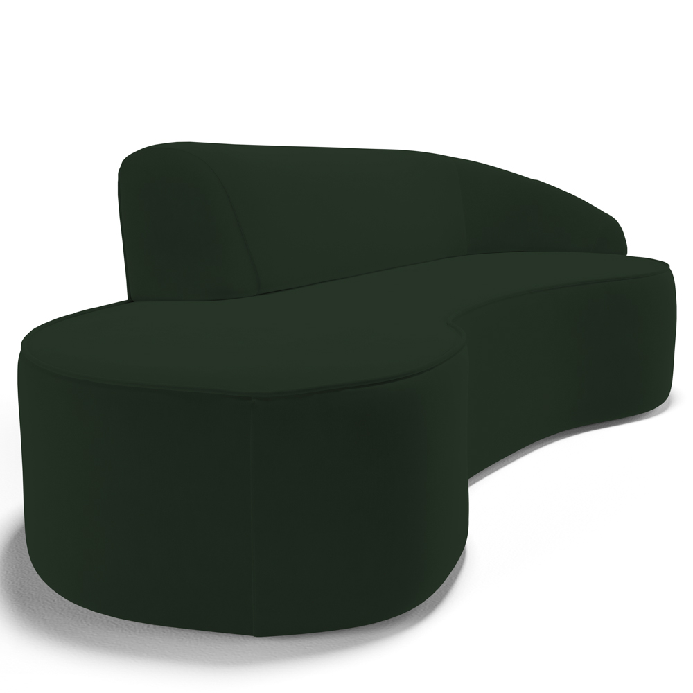 Sofá Living  3 Lugares 260cm Braço Direito Mozart D06 Veludo Verde - Mpozenato