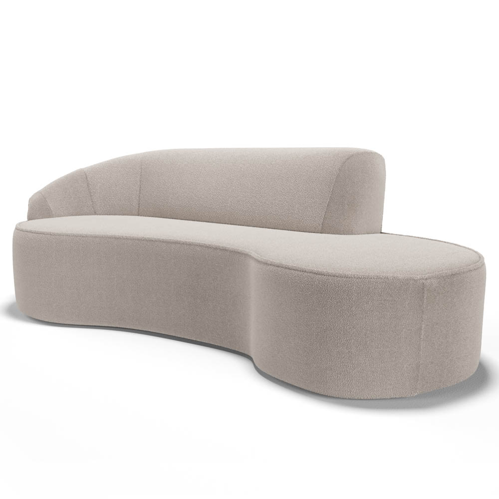 Sofá Living  3 Lugares 260cm Braço Esquerdo Mozart D06 Bouclê Bege - Mpozenato