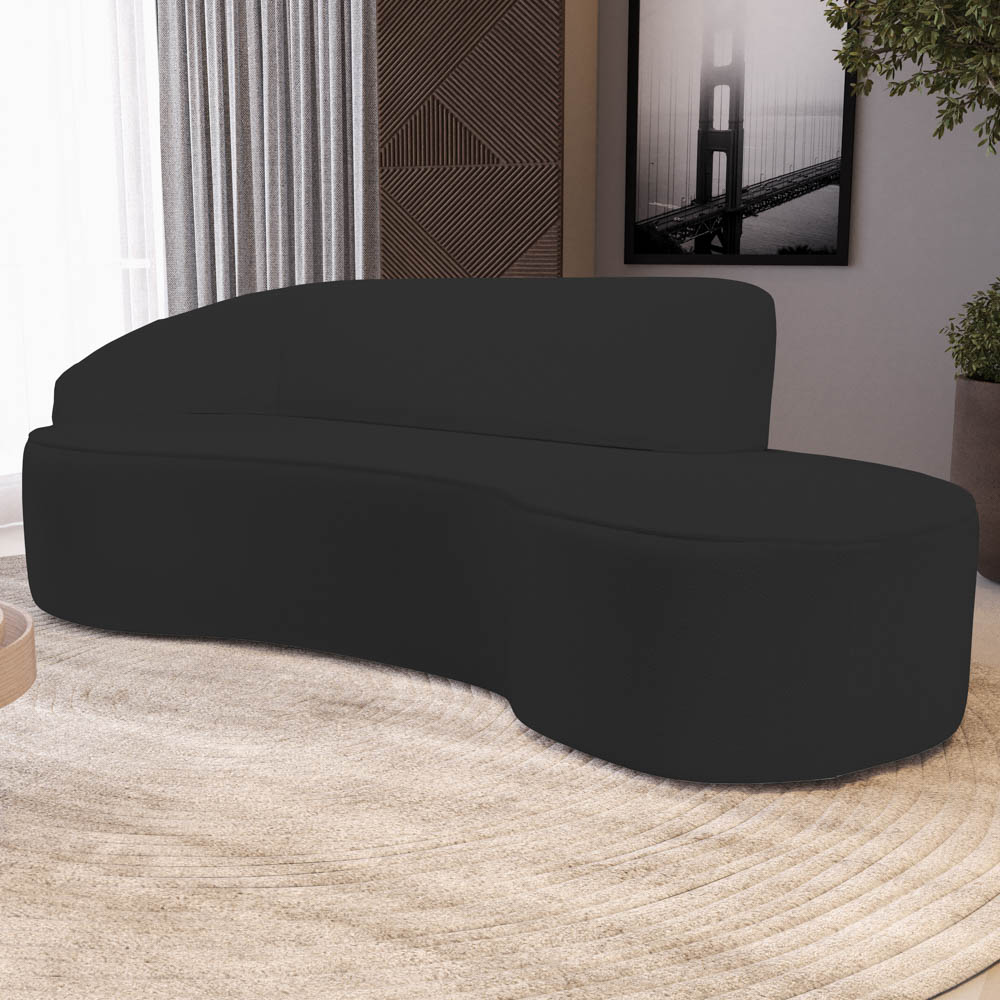 Sofá Living  3 Lugares 260cm Braço Esquerdo Mozart D06 Sintético Preto - Mpozenato