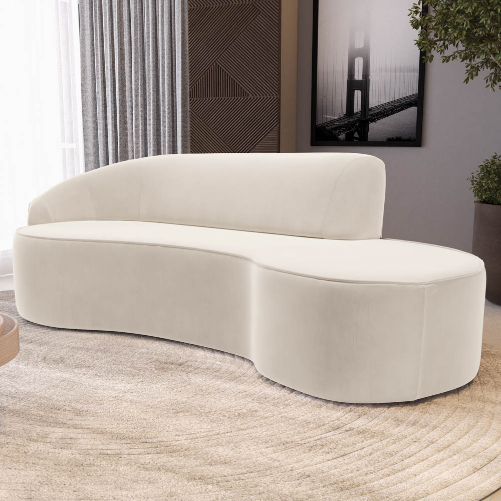 Sofá Living  3 Lugares 260cm Braço Esquerdo Mozart D06 Veludo Bege - Mpozenato