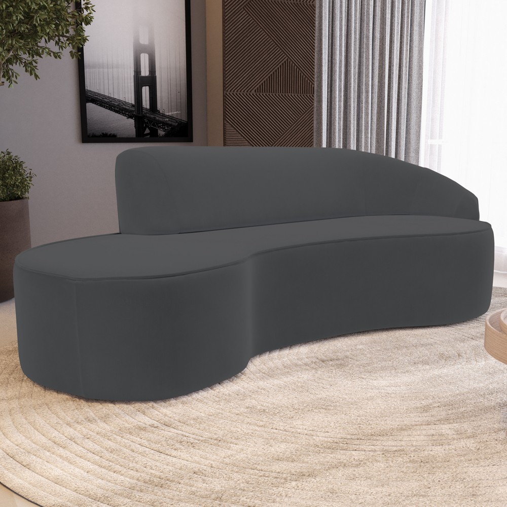 Sofá Living  4 Lugares 280cm Braço Direito Mozart D06 Veludo Cinza - Mpozenato